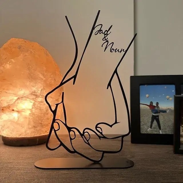 Custom Name Holding Hands Metal Table Art