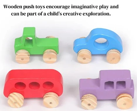 Premium Wooden Push & Pull Toy Timber Town Racing Vehicle Set (Set Of 4) - Eco-Friendly Fun for Little Racers