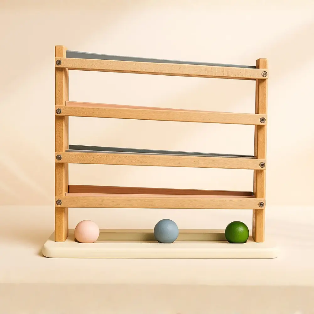 Wooden Ball Ramp Toy – Rolling Ball Montessori Learning Toy