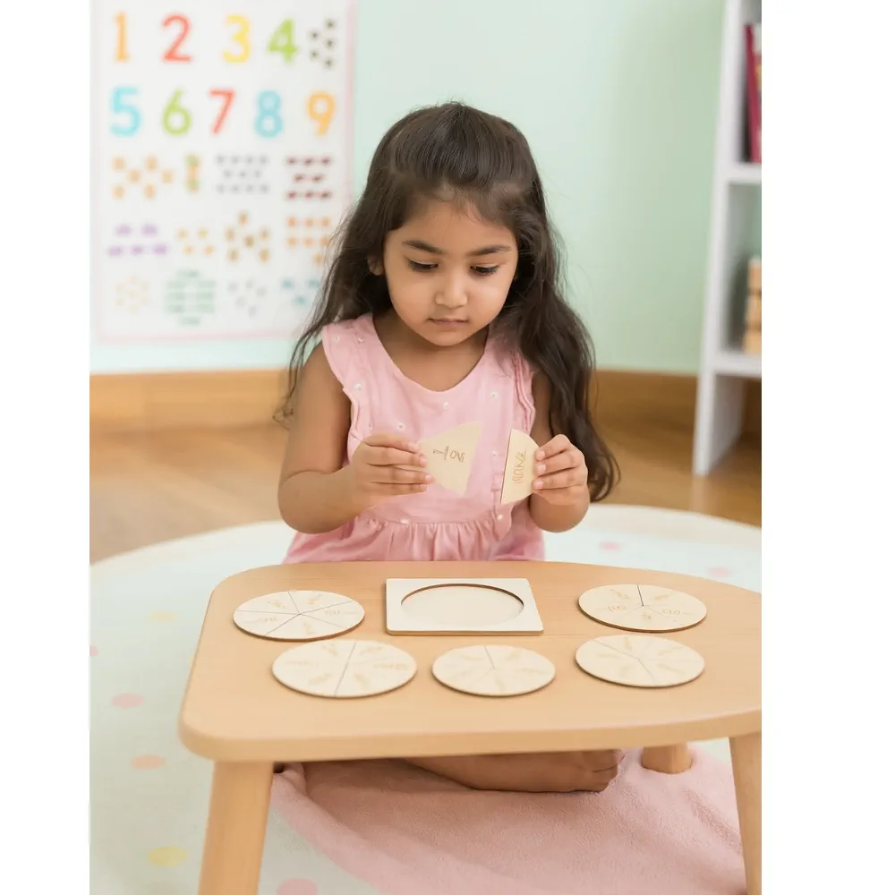 Montessori Fraction Kit for Kids – Wooden Math Learning & Educational Geometry Toy