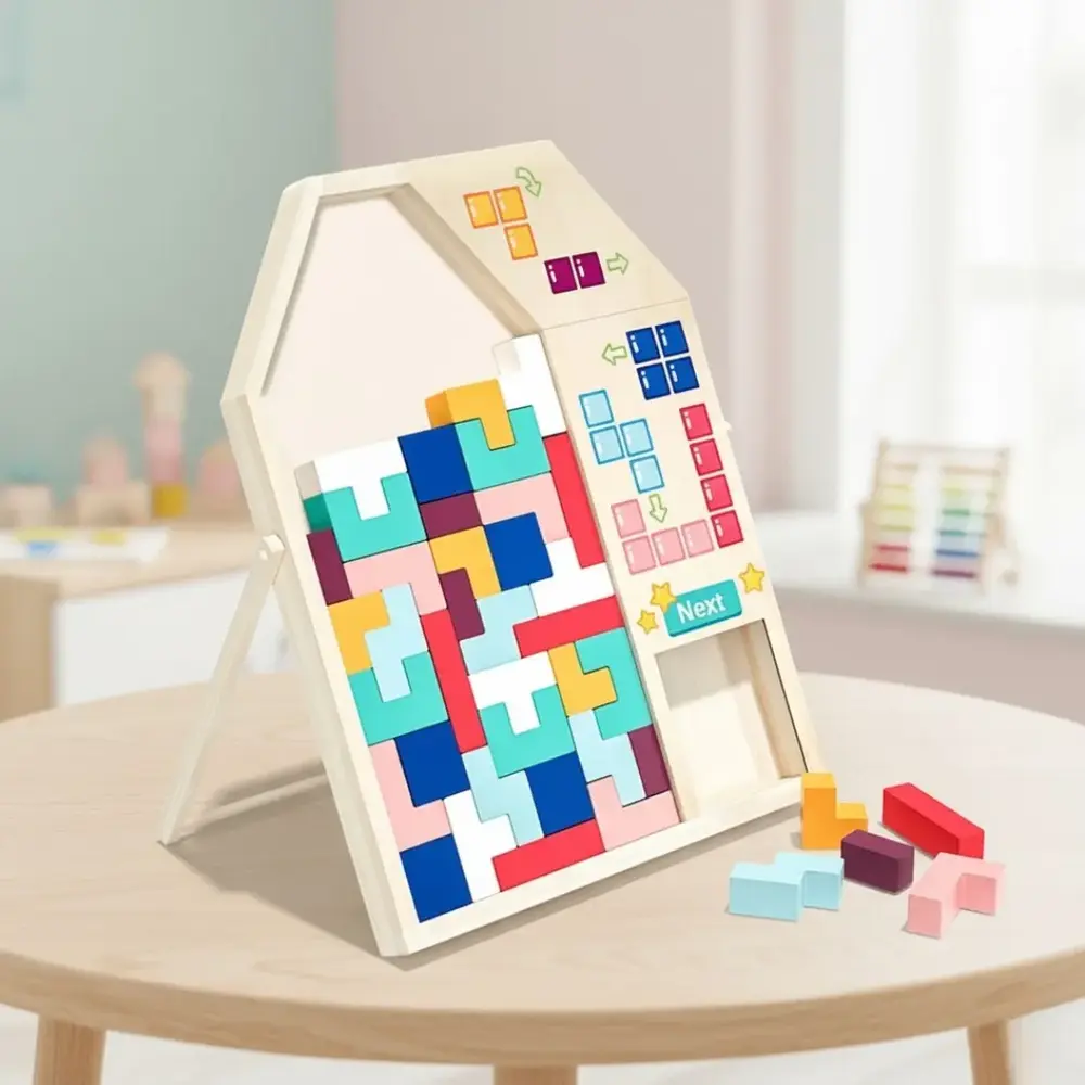 Big Size Wooden Tetris Puzzle Board for Kids | Montessori Logic & Brain Development Toy