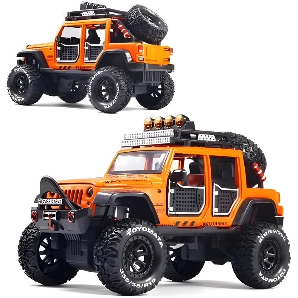 TodFod 1:24 Scale 4WD Off-Road Jeep Die-Cast Toy Car | Pull Back SUV Model with Openable Doors