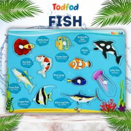 Todfod Wooden Jigsaw Puzzle - Fish Characters for Kids