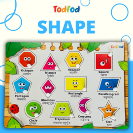 Todfod Wooden Jigsaw Puzzle - Shapes Characters for Kids