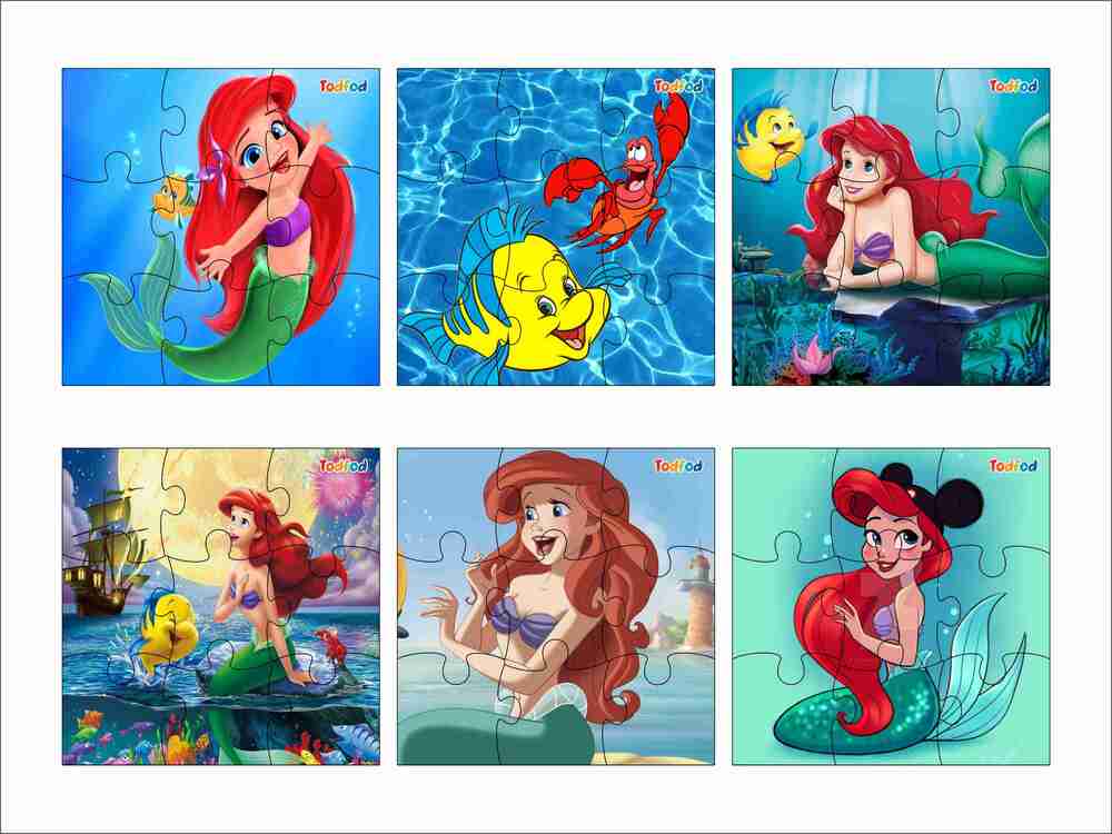 Todfod Wooden Jigsaw Puzzles - Ariel and Friends Disney Anime Cartoon Characters