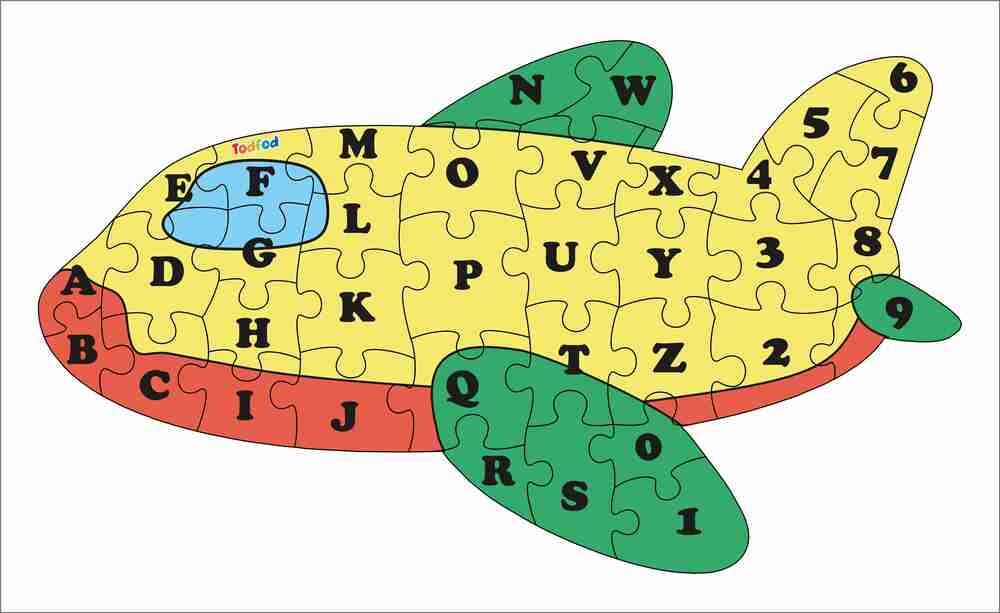 Todfod Wooden Jigsaw Puzzle – Aeroplane Shaped English Alphabets for Kids