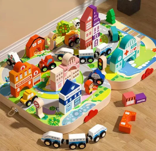 Educational City Building Blocks Set for Kids | Creative STEM Learning Toy | Wooden City Construction Play Set