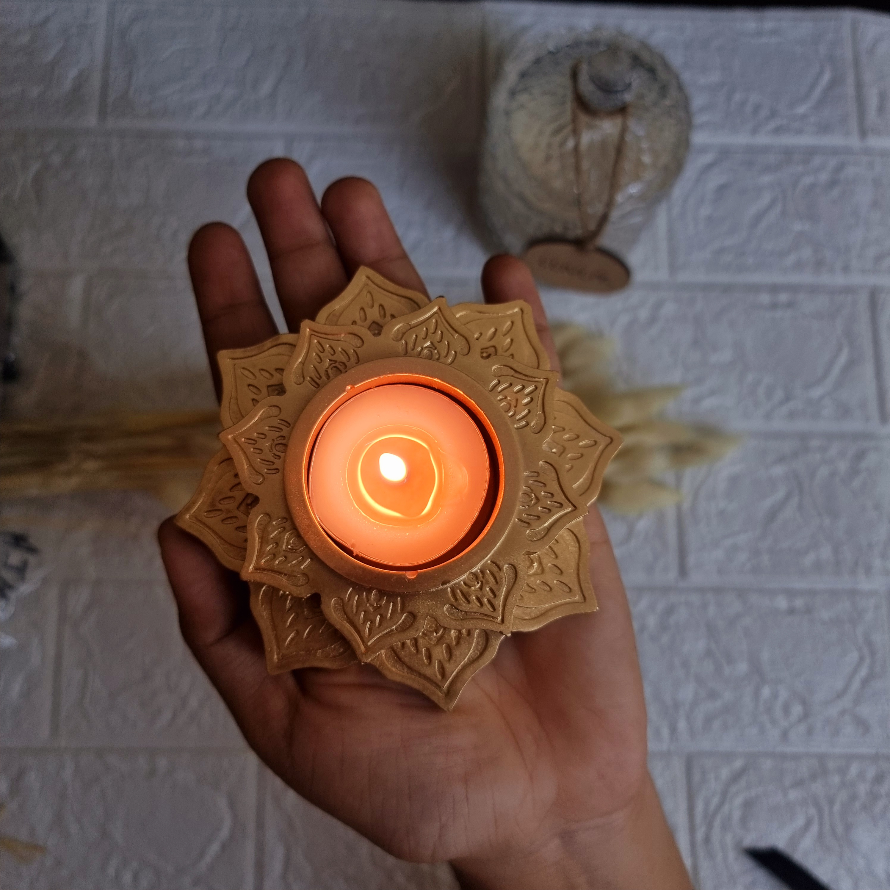 LUVLiT's Diwali Glow Collection : Mandala Holder, 5 Scented Tealights & Scented Shot Glass Candle