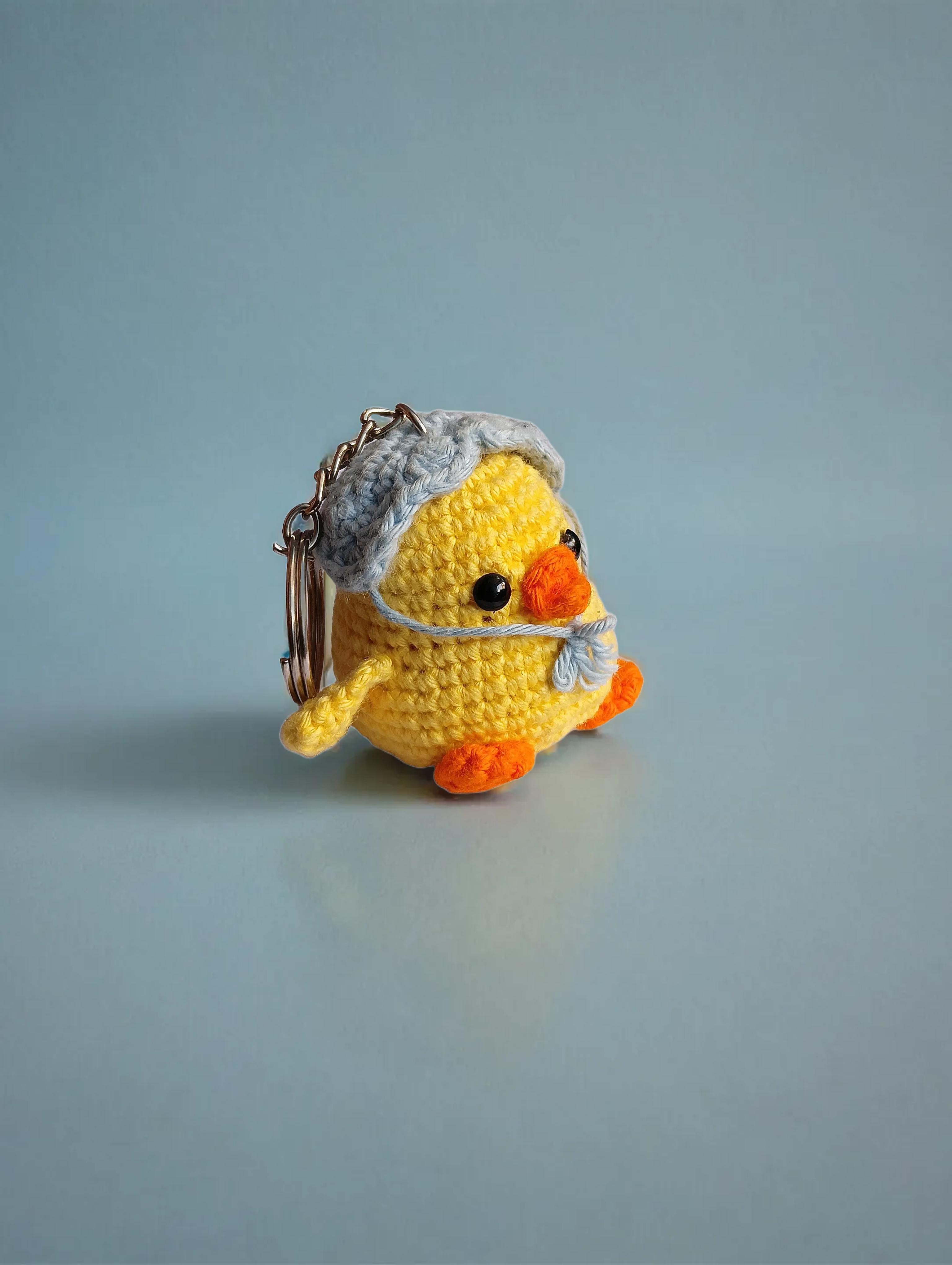 Handmade Crochet Chick keychain