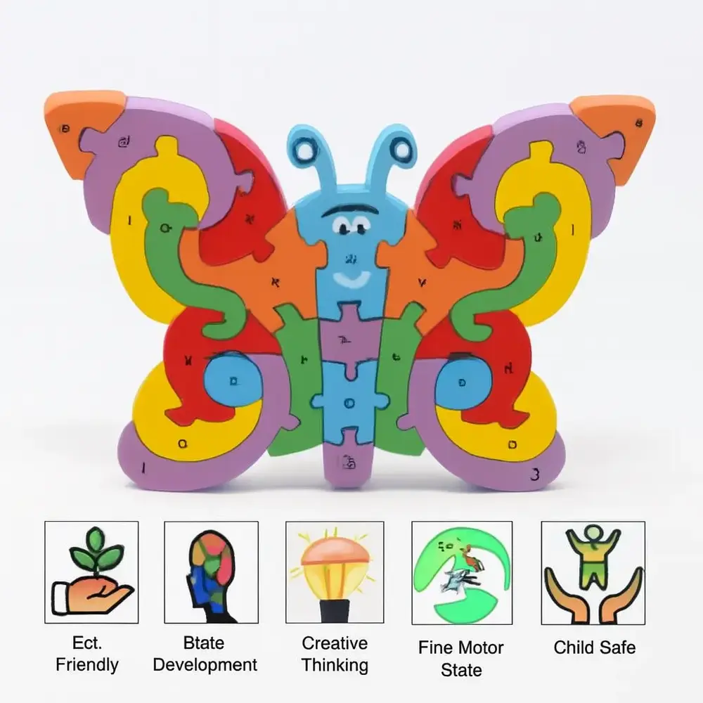 Wooden Butterfly A to Z Puzzle(26 Pieces)- Educational & Learning Toys- Shape Matching Puzzle |Puzzle Game | BIS Certified | 12 + months