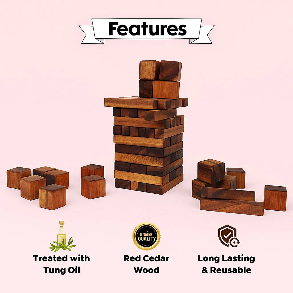 Wooden Blocks 63 Pieces – Square & Rectangle Kids Building Set | Educational Toy